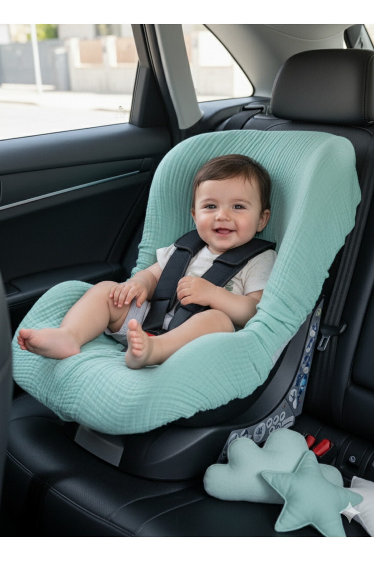 Joyous Mom Kids 4 Katlı Müslin Bebek Oto Koltuk Kılıfı Lastikli %100 Pamuk Organik Oto Koltuk Kılıfı fotoğrafı 2 (önizleme)