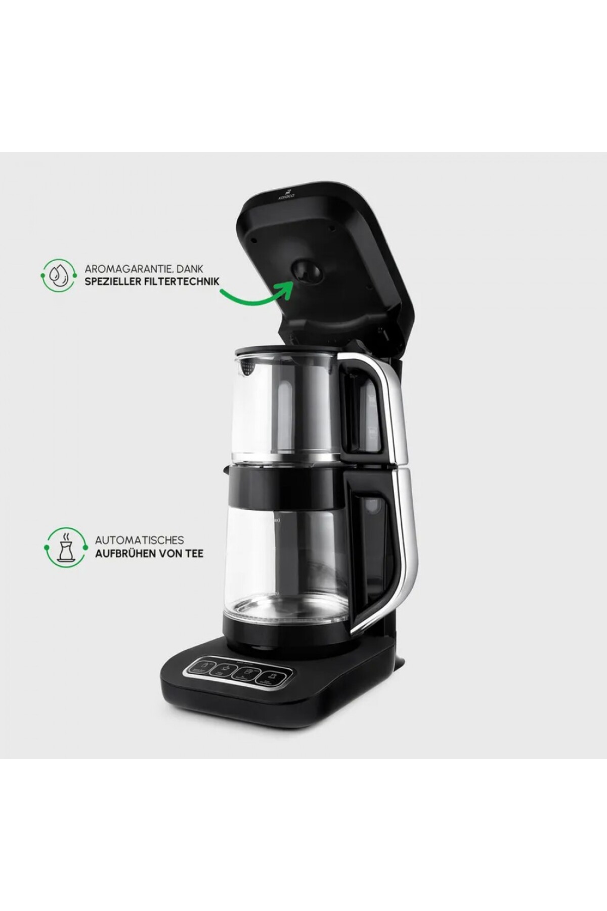 Teaysiver Robotea Pro 4 in 1 sprechende automatische Glas-Tee- und Filterkaffee Brühmaschine