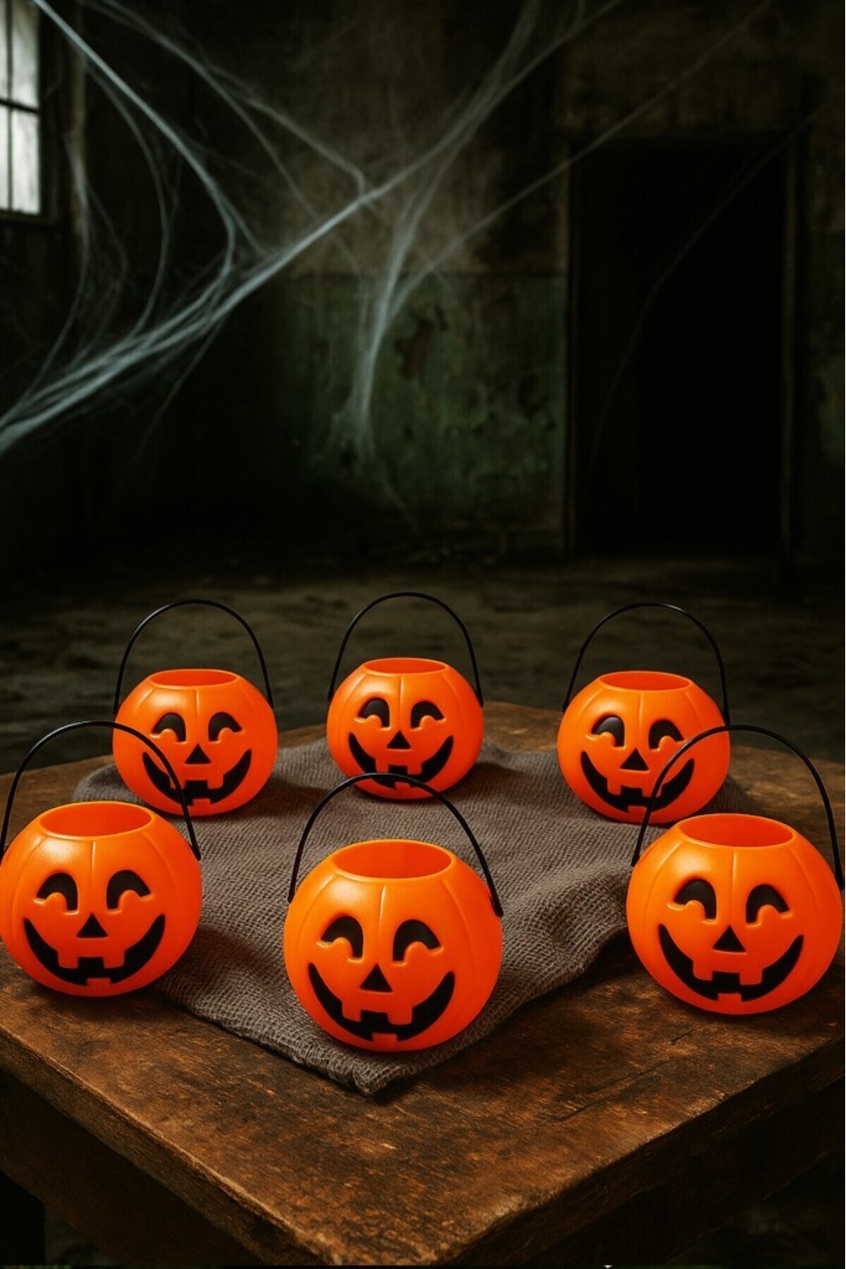 BeySüS Cadılar Bayramı Halloween Balkabağı Mini Şeker Kovası 6 Lı