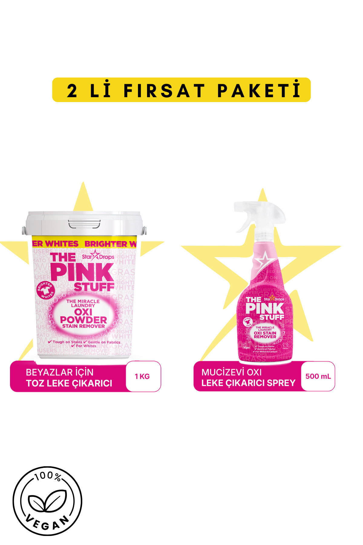 ThePinkStuff Mucizevi Oxi Leke Çıkarıcı Sprey 500 Ml - Mucizevi Oxi Toz Leke Çıkarıcı Beyazlar 1 Kg