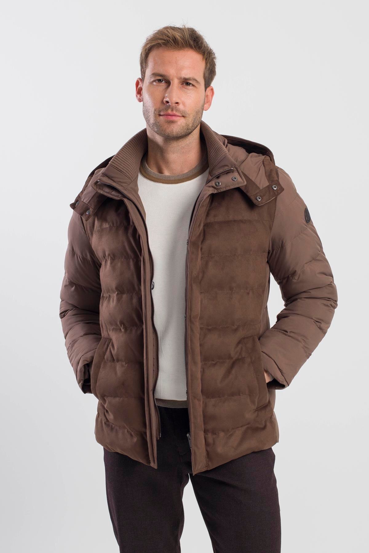 جاکامن کاپشن پفی سرپوش دار قهوه ای Comfort Fit