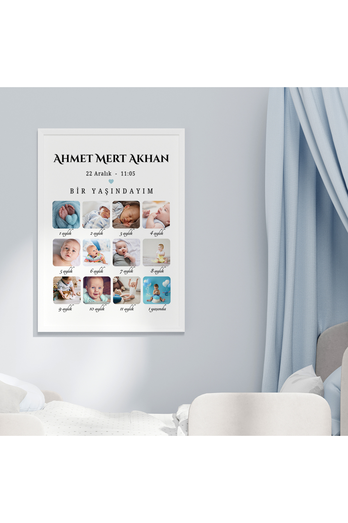 CKA Tasarım Bebek 1 Yaş Anı Tablosu, 1 Yaşındayım Bebek Odası Tablosu, 1 Yaş Hatıra Çerçevesi fotoğrafı 3 (önizleme)