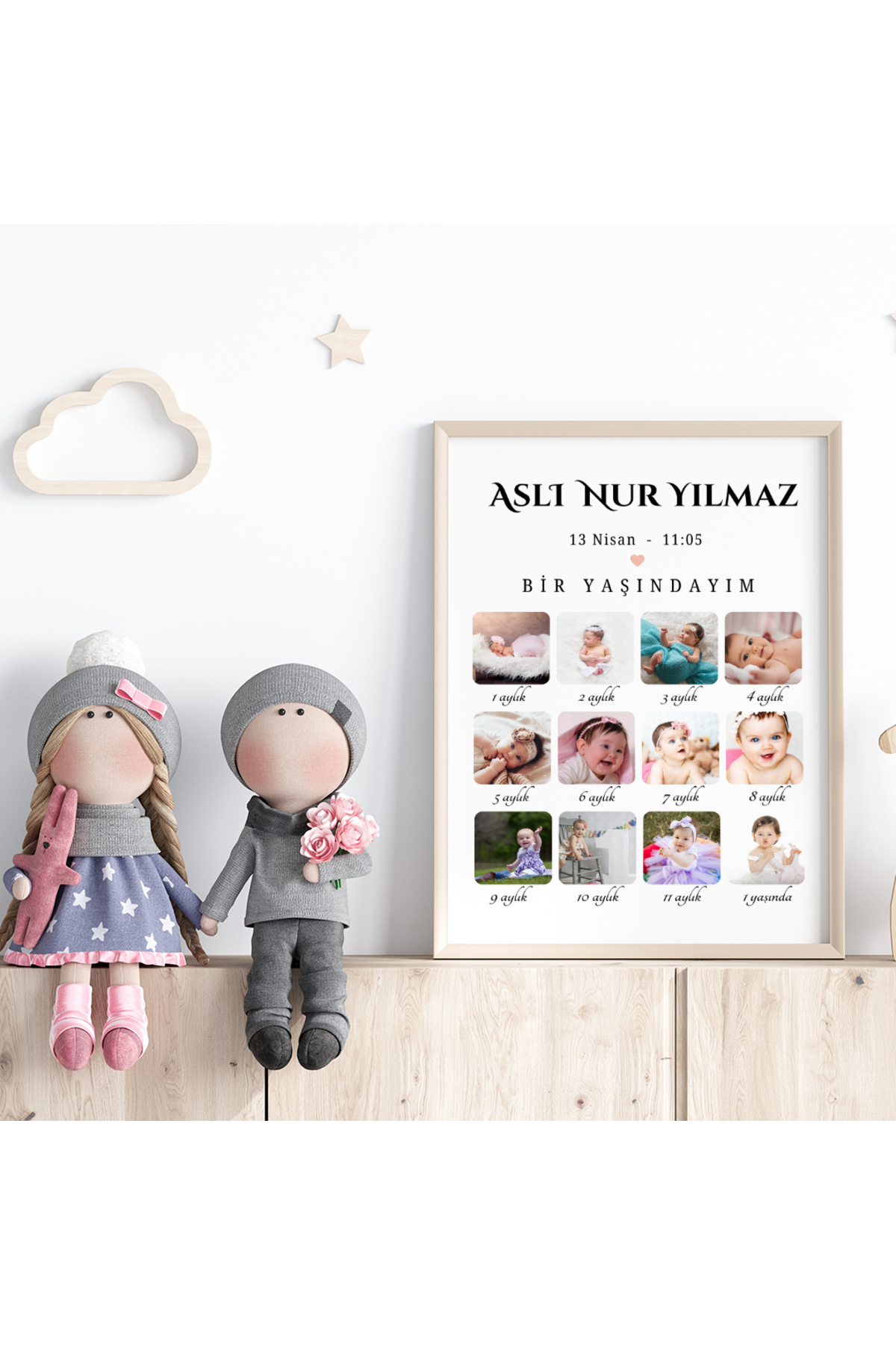 CKA Tasarım Bebek 1 Yaş Anı Tablosu, 1 Yaşındayım Bebek Odası Tablosu, 1 Yaş Hatıra Çerçevesi fotoğrafı 7 (önizleme)