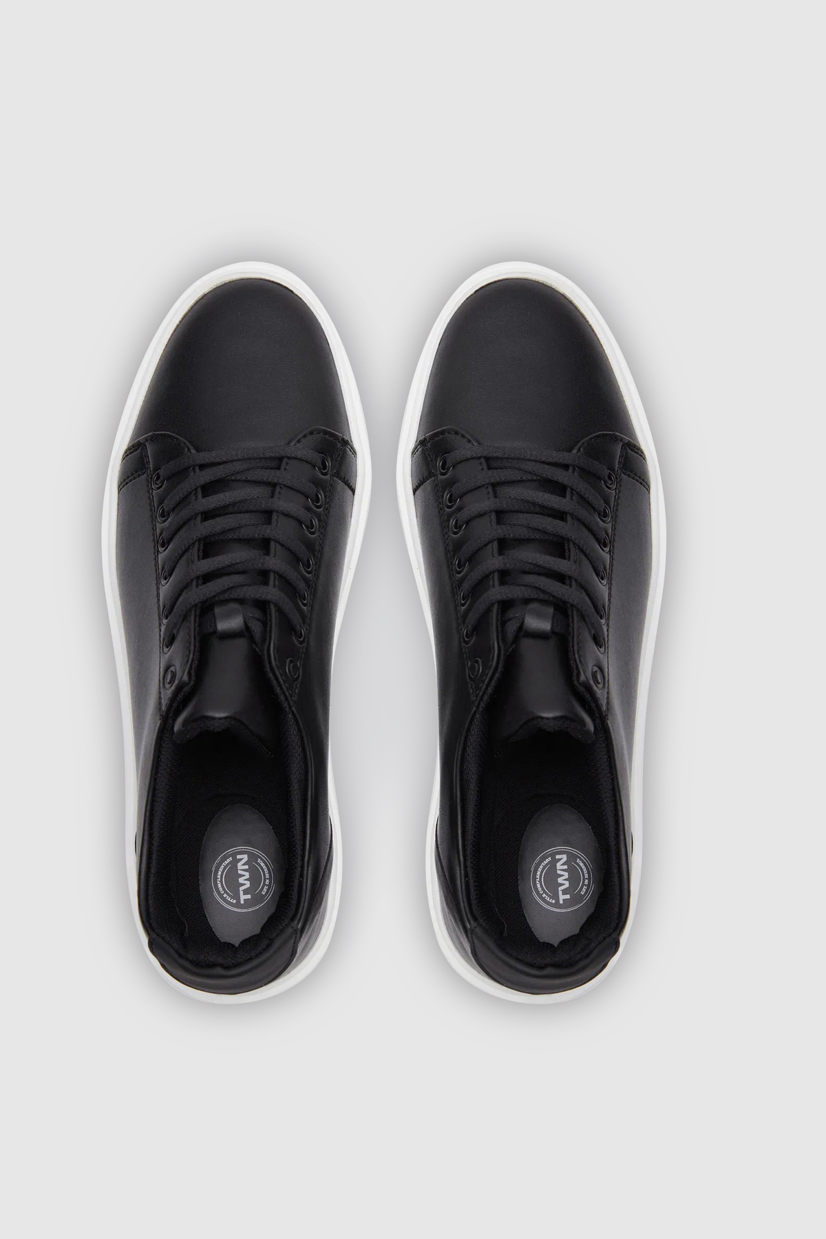 TWN  Siyah Kalın Beyaz Tabanlı Bağcıklı Sneaker Ayakkabı - Görsel 6