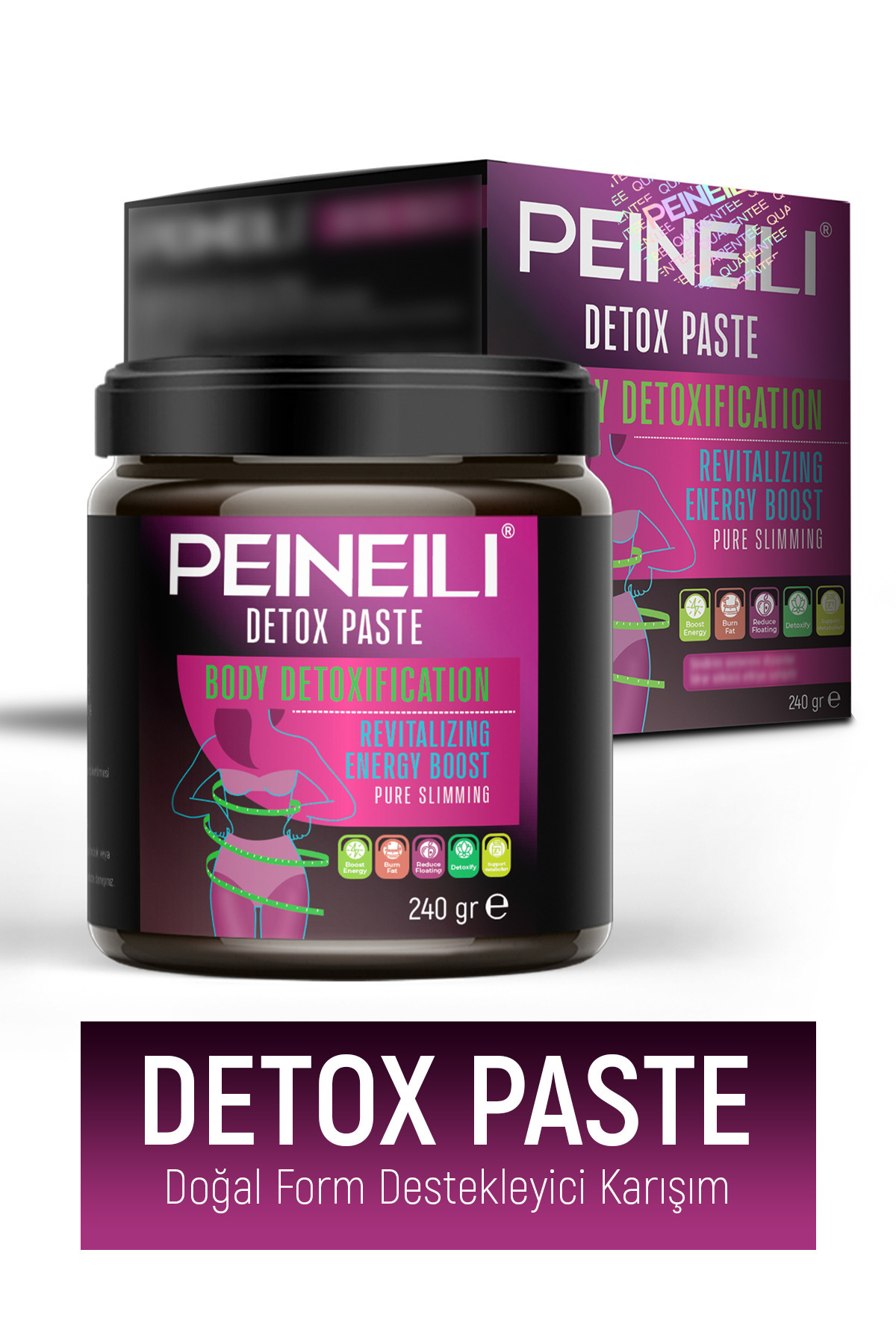 PEINEILI Bitkisel Detox Macunu Yeşil Çay Çam Balı Hayıt Tohumu Adaçayı Çörek Otlu Form Macun 240gr