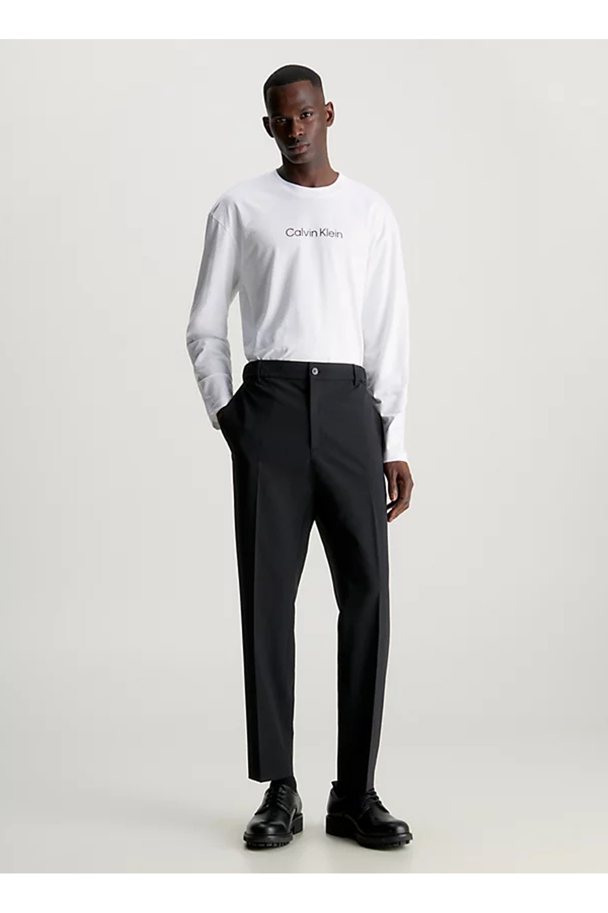 کلوین کلاین تی‌شرت آستین بلند مردانه طرح لوگو برند، سفید، مدل K10K112396-YAF