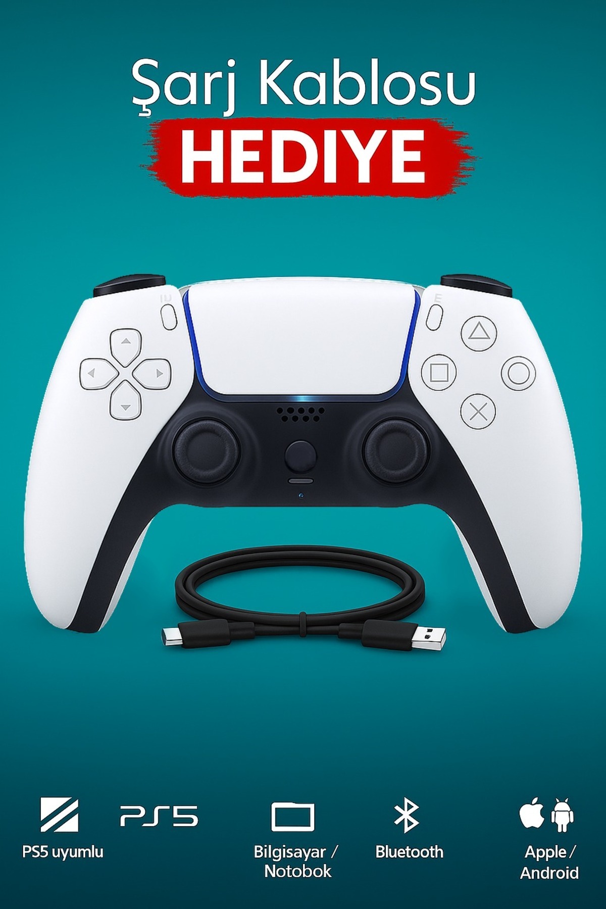 Kensa PS 5 DualSense Oyun Kolu PlayStation 5 Muadil (logosuz)