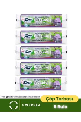 Owersea Star Büzgülü Çöp Torbası / Poşeti - Orta Boy 55x60 - Lavanta Kokulu -...