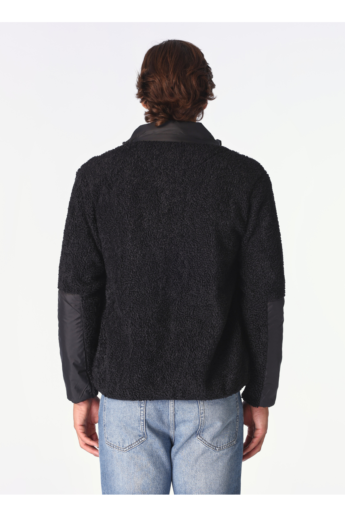 Fabrika Dik Yaka Düz Siyah Erkek Sweatmont F4WM-SWT 2252 görsel 6