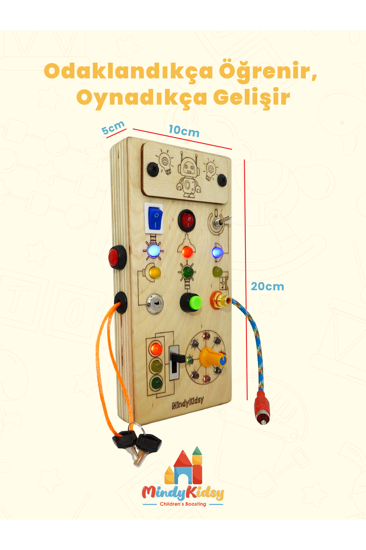 Genel Markalar Çocuklar İçin Eğitici Ahşap Montessori Işıklı Oyun Panosu - Zeka Geliştirici Oyuncak fotoğrafı 4 (önizleme)