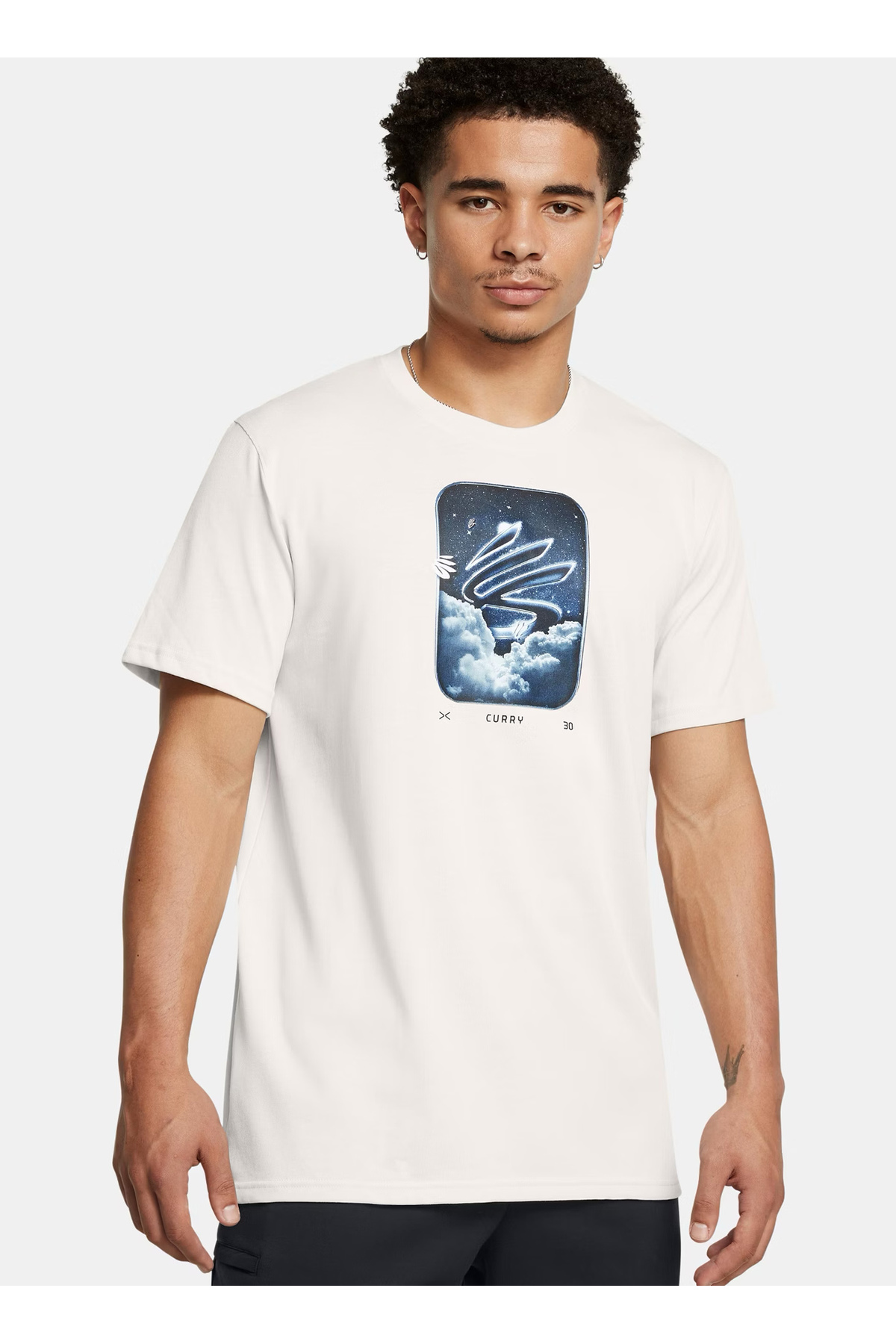 آندر آرمور تی‌شرت مردانه سفید یقه گرد کد ۱۳۸۷۱۰۸-۱۱۴ طرح Curry Heavyweight T-shirt