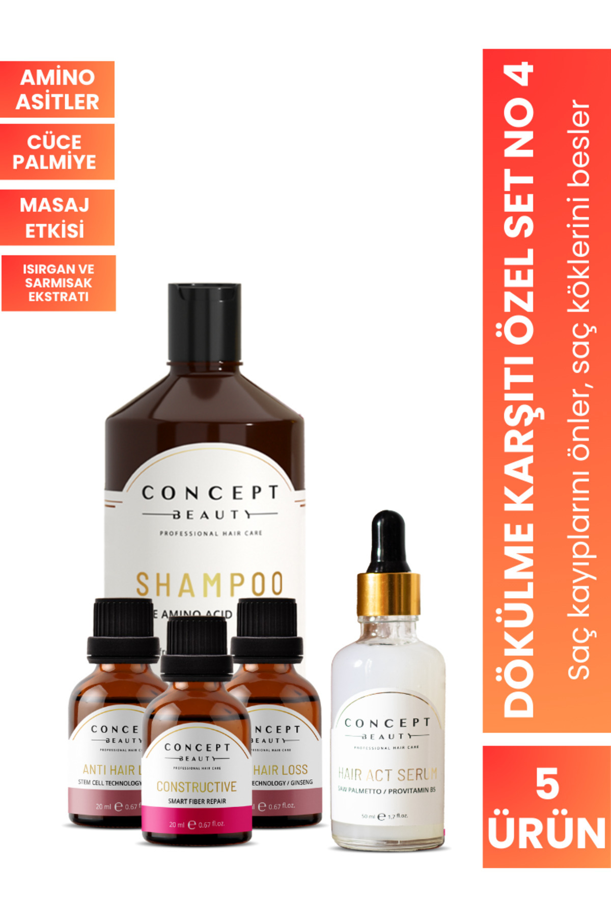 Concept Beauty Dökülme Önleyici Özel Bakım Seti No:4 Nane Yağı-sarımsak Ekstratı-kafein Özlü Doğal-organik Şampuan — DOS4