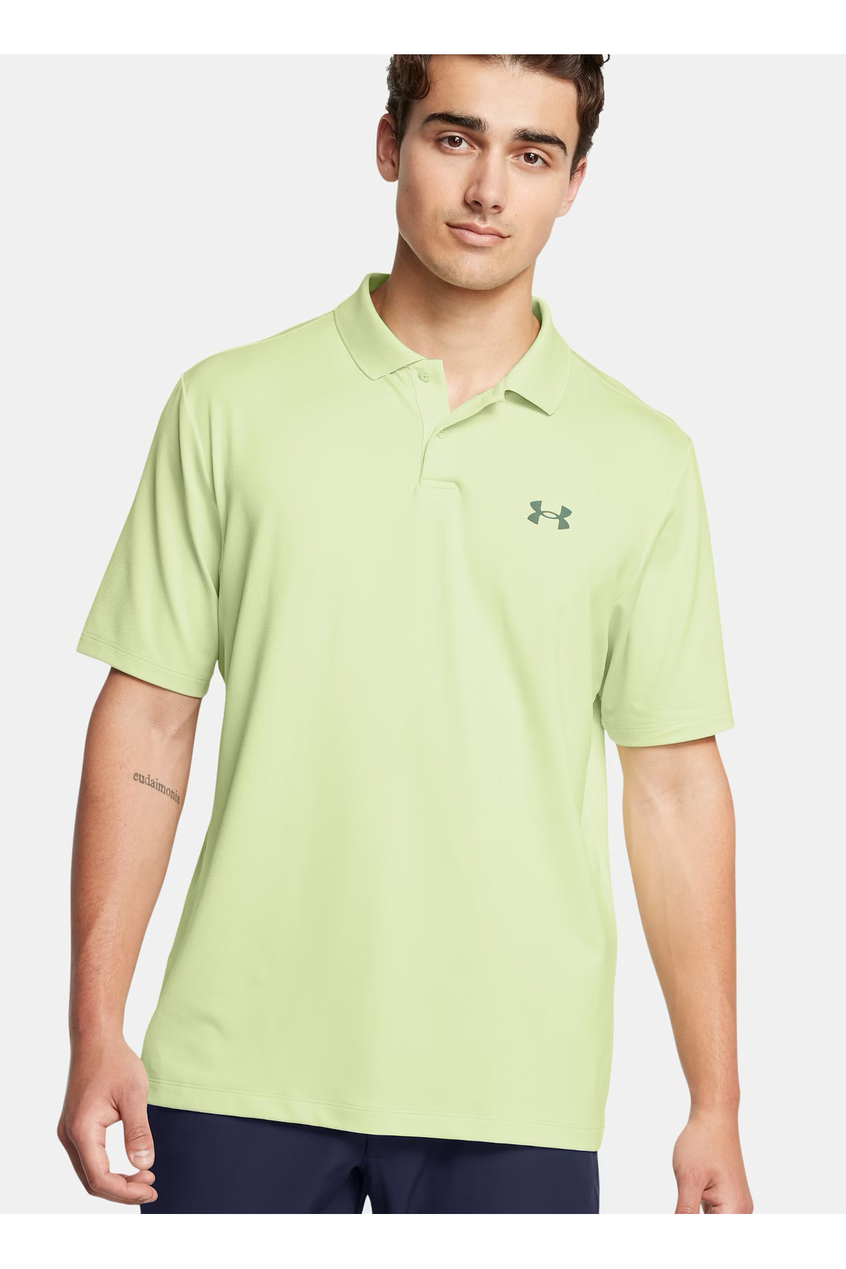 آندر آرمور تی شرت چوگان مردانه سبز ساده 1377374-383 UA Matchplay Polo