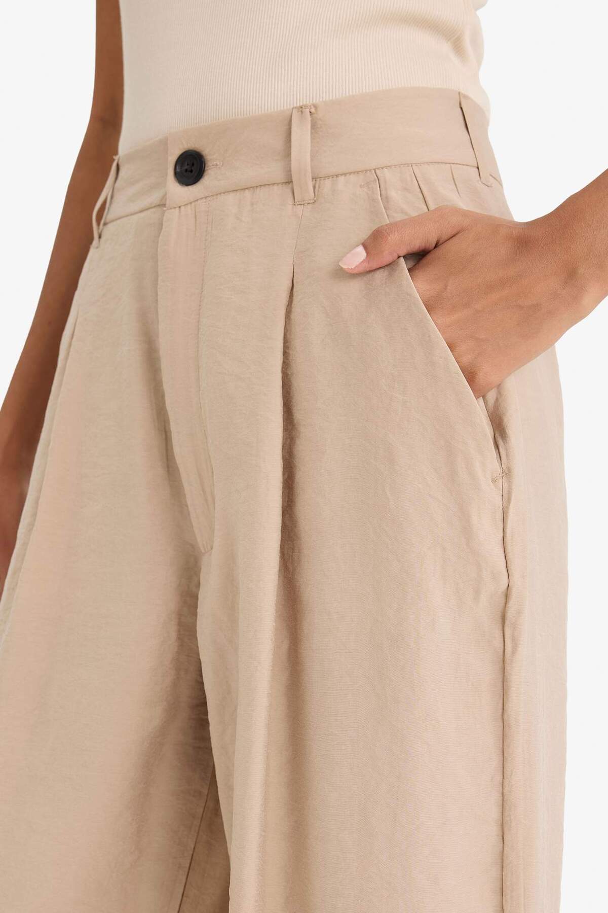 DeFacto Carrot Fit Modal Kumaş Pantolon Çift Cepli Yüksek Bel Geniş Paça E6331AX25SP görsel 5