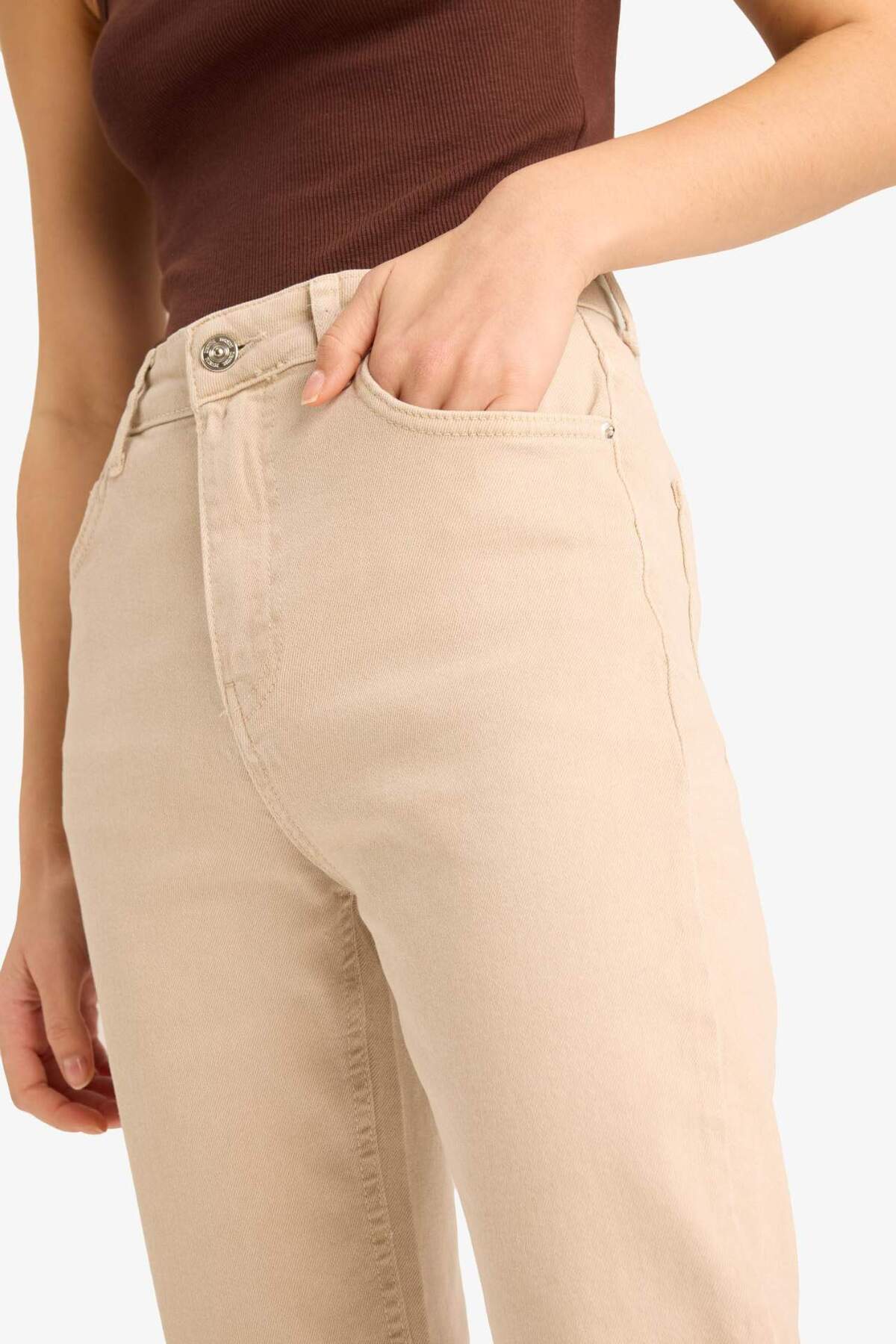 Defacto  Crop Flare Fit Yüksek Bel Bilek Boy Jean Pantolon E8017AX25SM - Görsel 7