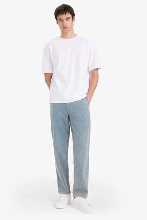 Defacto Yazlık Wide Leg Geniş Kalıp Beli Lastikli Geniş Paça Jean Kar Yıkamal...