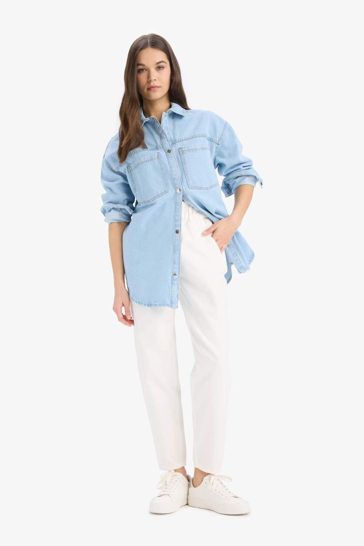 Defacto  Cepli Çıtçıtlı Gömek Denim Ceket E0952AX25SP - Görsel 2