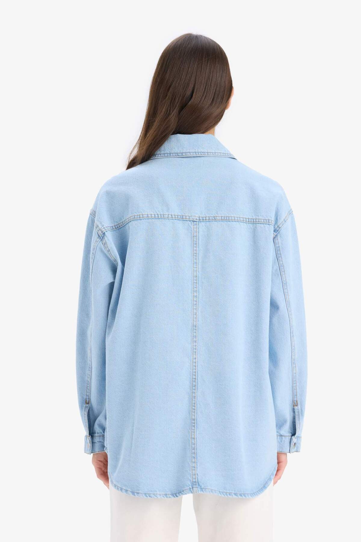 Defacto  Cepli Çıtçıtlı Gömek Denim Ceket E0952AX25SP - Görsel 5