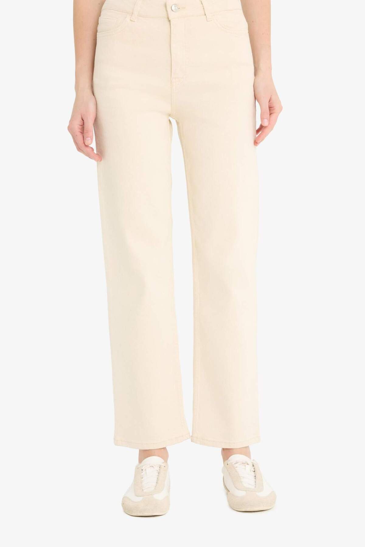 DeFacto Comfort Straıght Yüksek Bel Bilek Boy Jean Pantolon F0064AX25SM görsel 4
