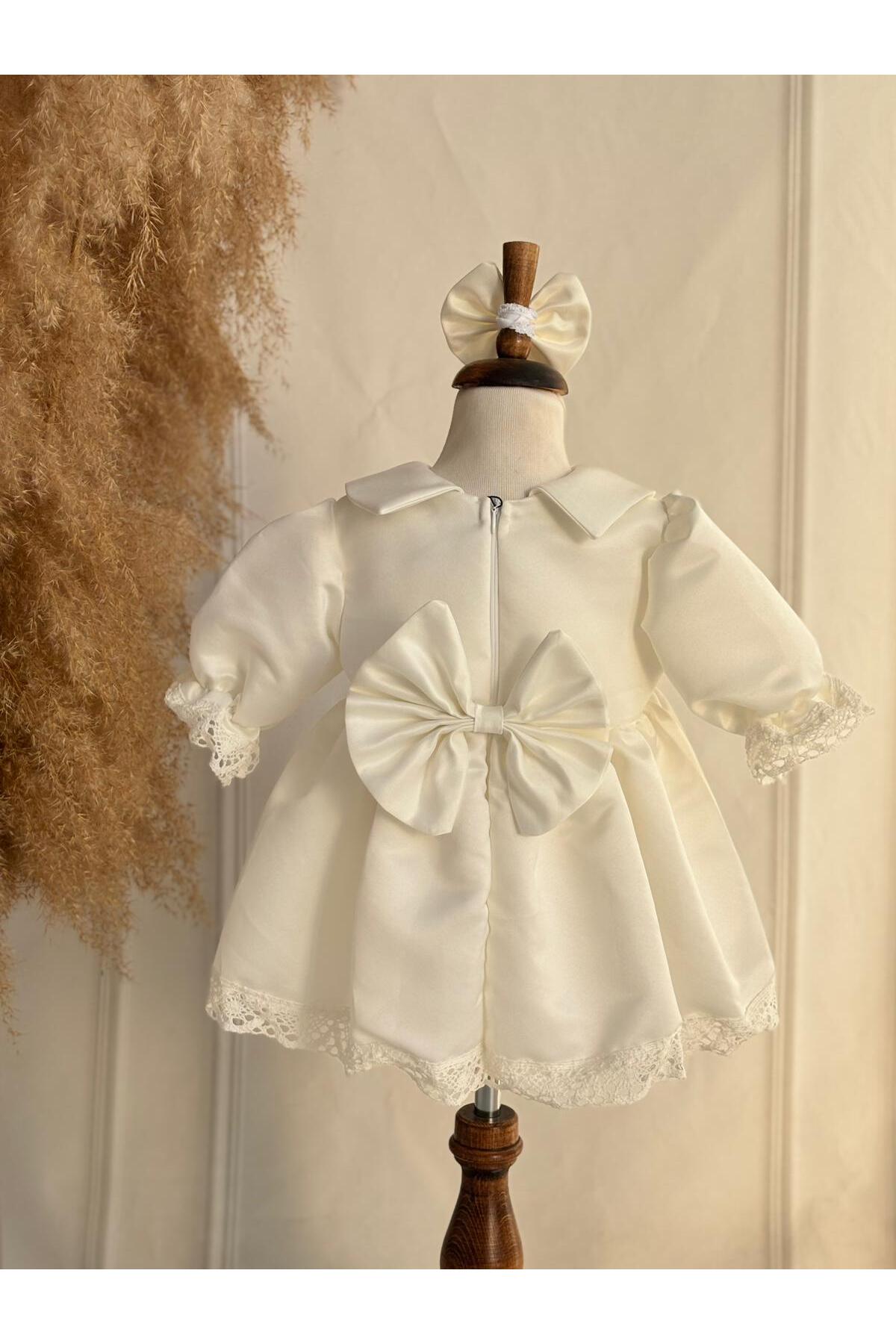 Hobidik Kız Bebek Çocuk Beyaz Dantelli Bebe Yaka Mevlüt Elbise Seti fotoğrafı 6 (önizleme)