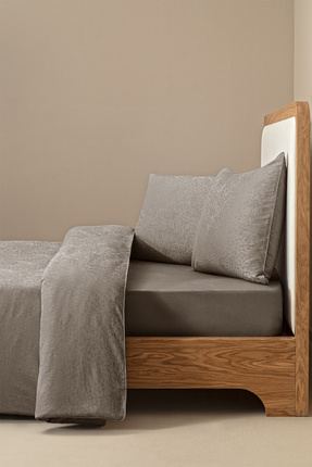 Penelope %100 Pamuk Saten Nevresim Seti 200x220 cm Taş - Plume Serisi