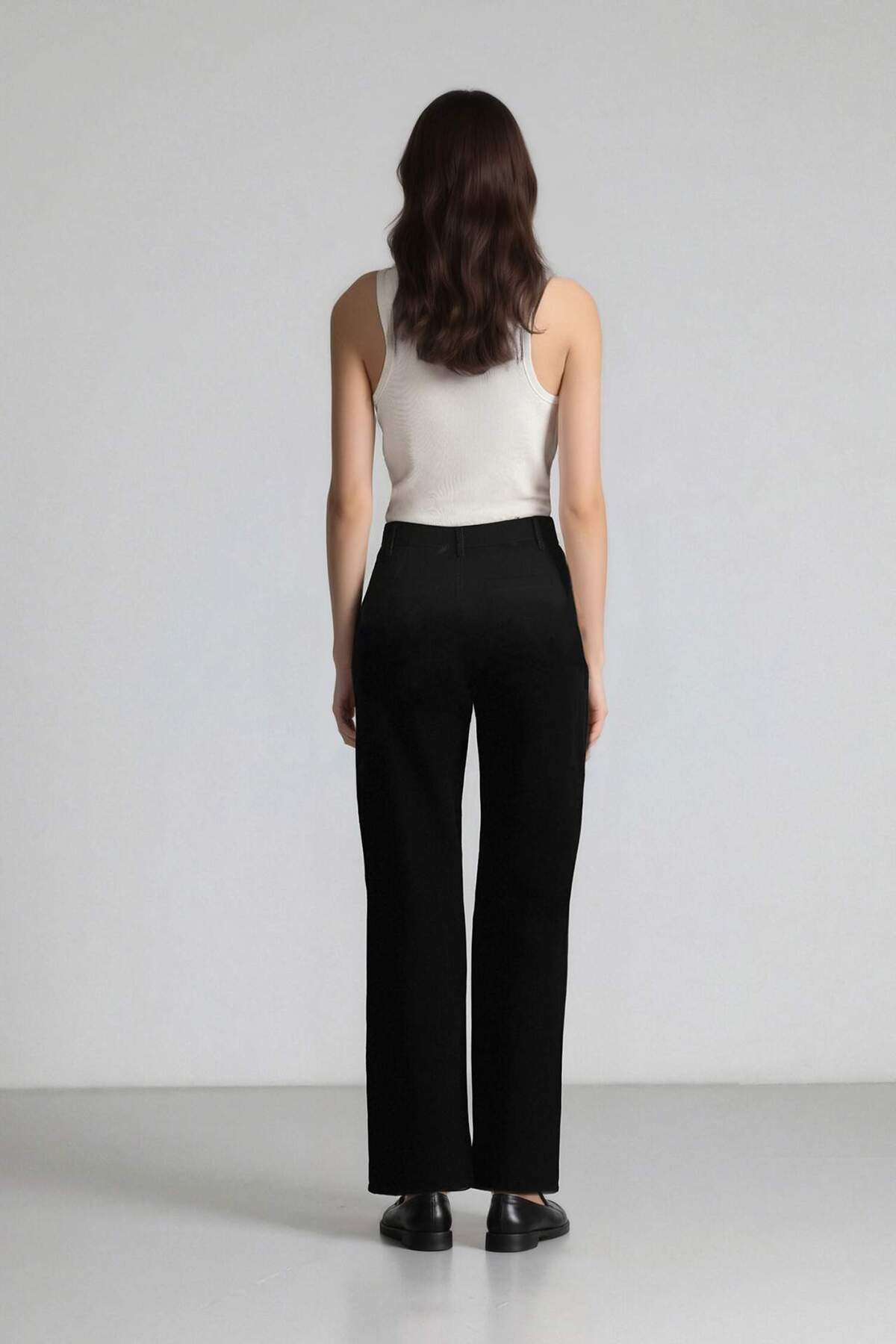 DeFacto %100 Pamuk Straight Fit Gabardin Pantolon Yüksek Bel E4346AX25SP görsel 7
