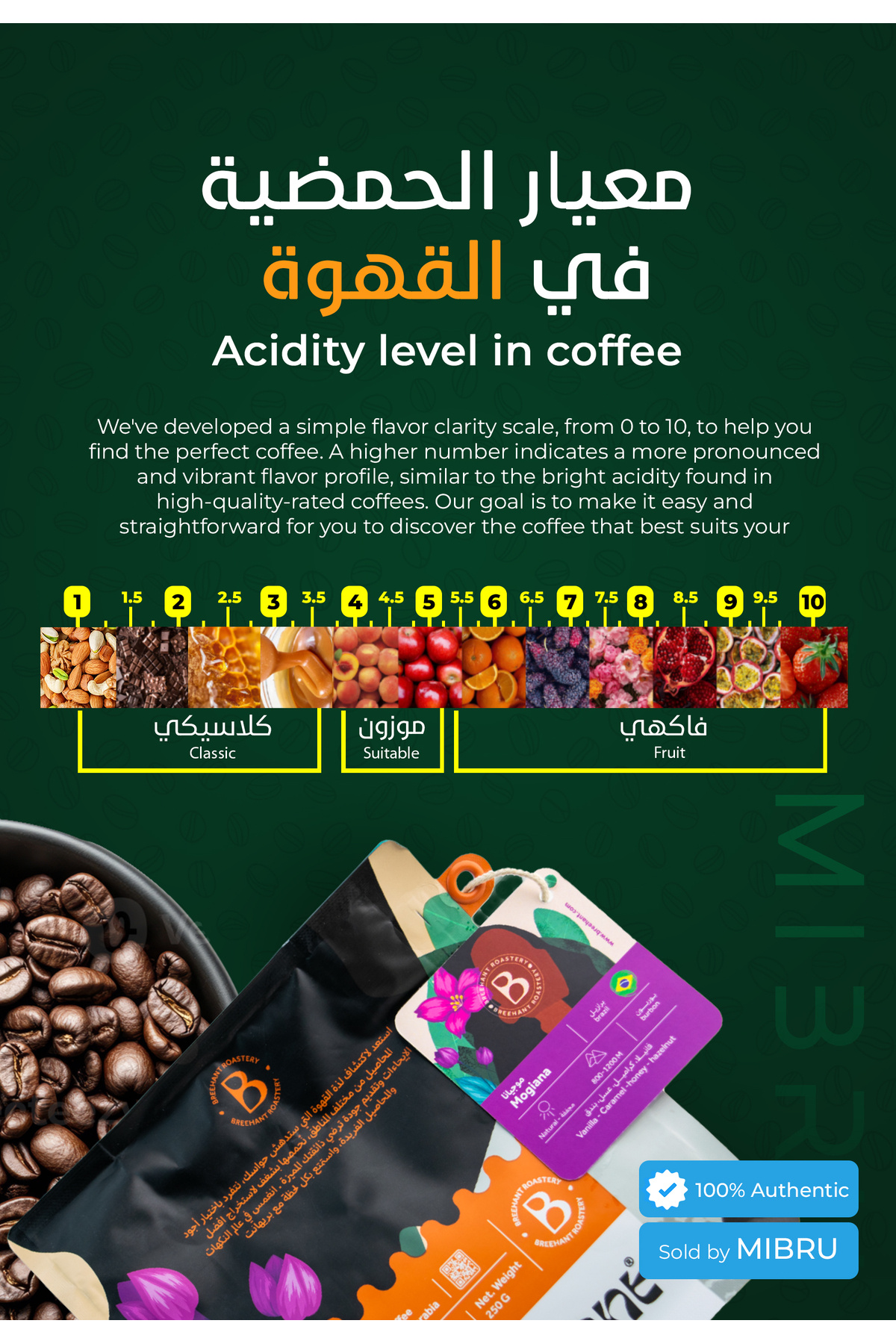 BREEHANT Specialty Coffee Beans for V60 and Espresso Corps Roasted Mogiana Brazil بن محصول (250g)