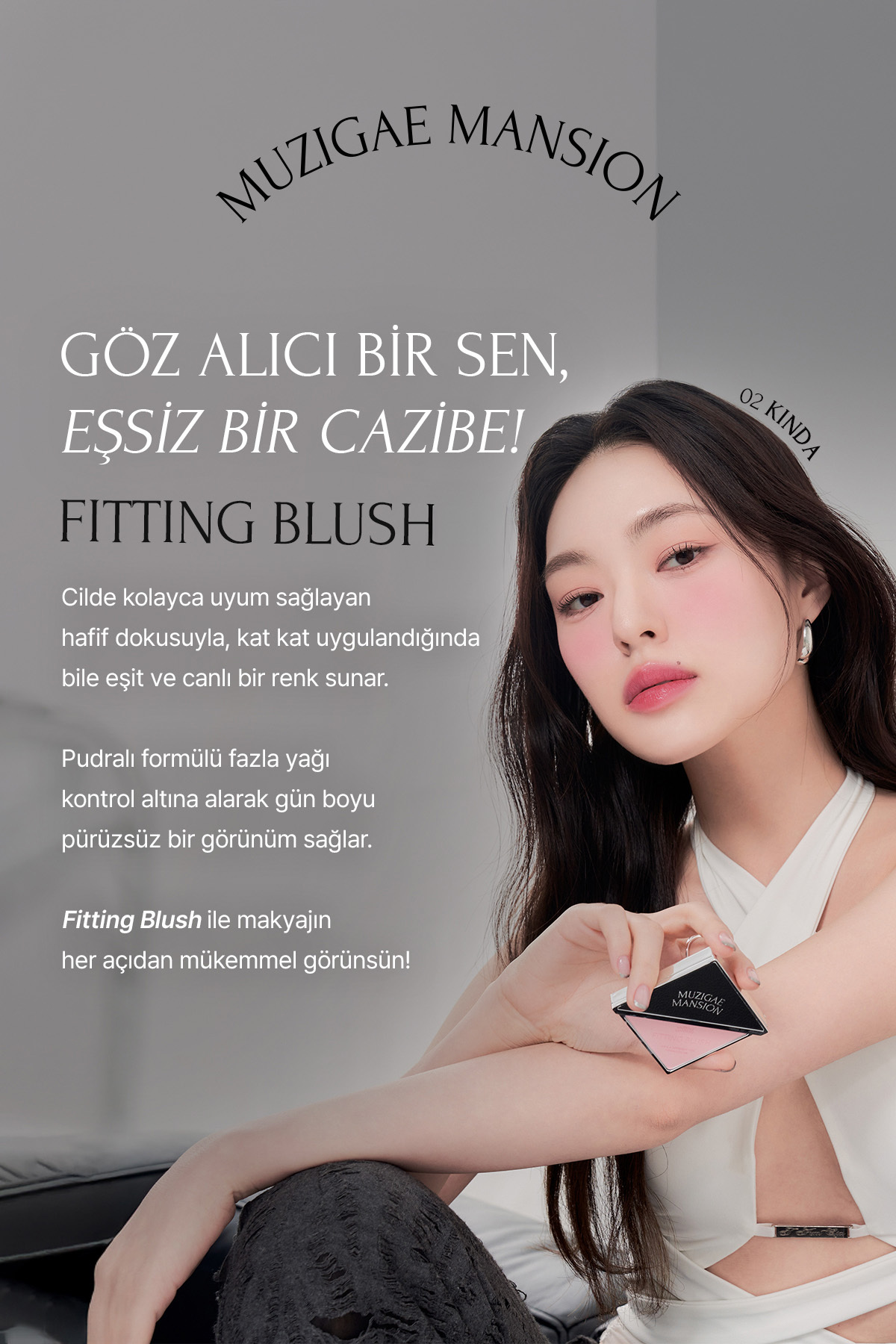 Ciltle Bütünleşen ve Pürüzsüzleştiren, Yumuşak Dokulu Allık MUZIGAE MANSION Fitting Blush (02 Kinda) — صورتی 111619 — تصویر 5 از 9