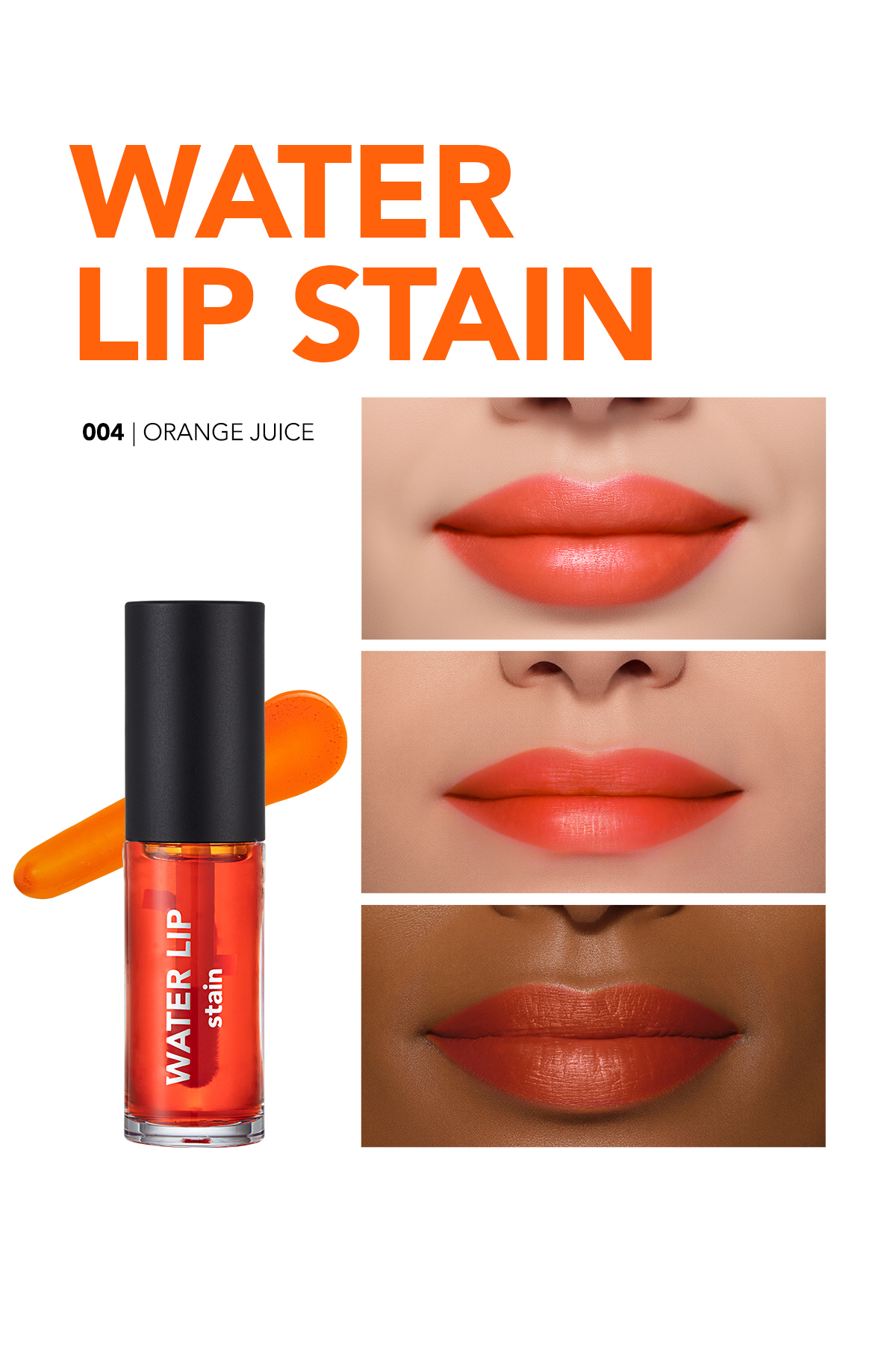 رنگ لب مات ماندگار (نارنجی) - Water Lip Stain - 004 Orange Juice - 8682536042192
