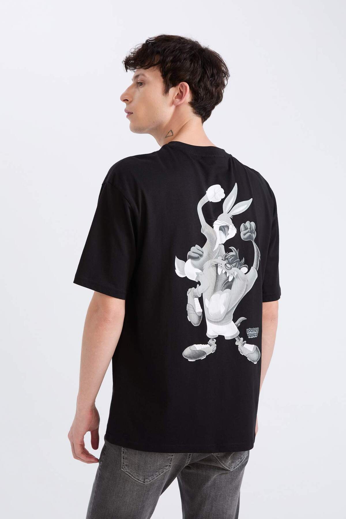 دفاکتو تی شرت آستین کوتاه چاپی E0328AX25SP 100% پنبه Looney Tunes Boxy Fit یقه پشتی