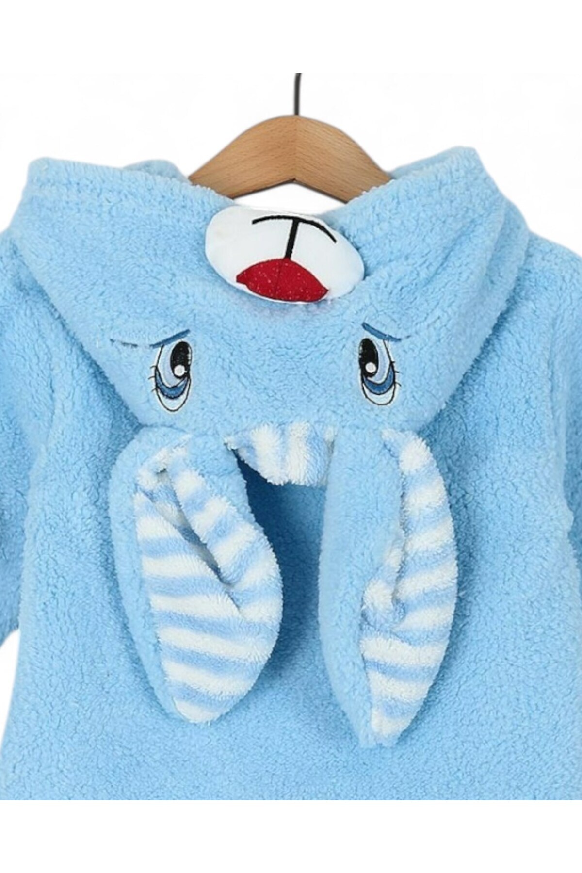 Ege Bebek 6-9 Ay Kapüşonlu Kulak Detaylı Tavşan Temalı Fermuarlı Welsoft Kışlık Kalın Tulum fotoğrafı 4 (önizleme)