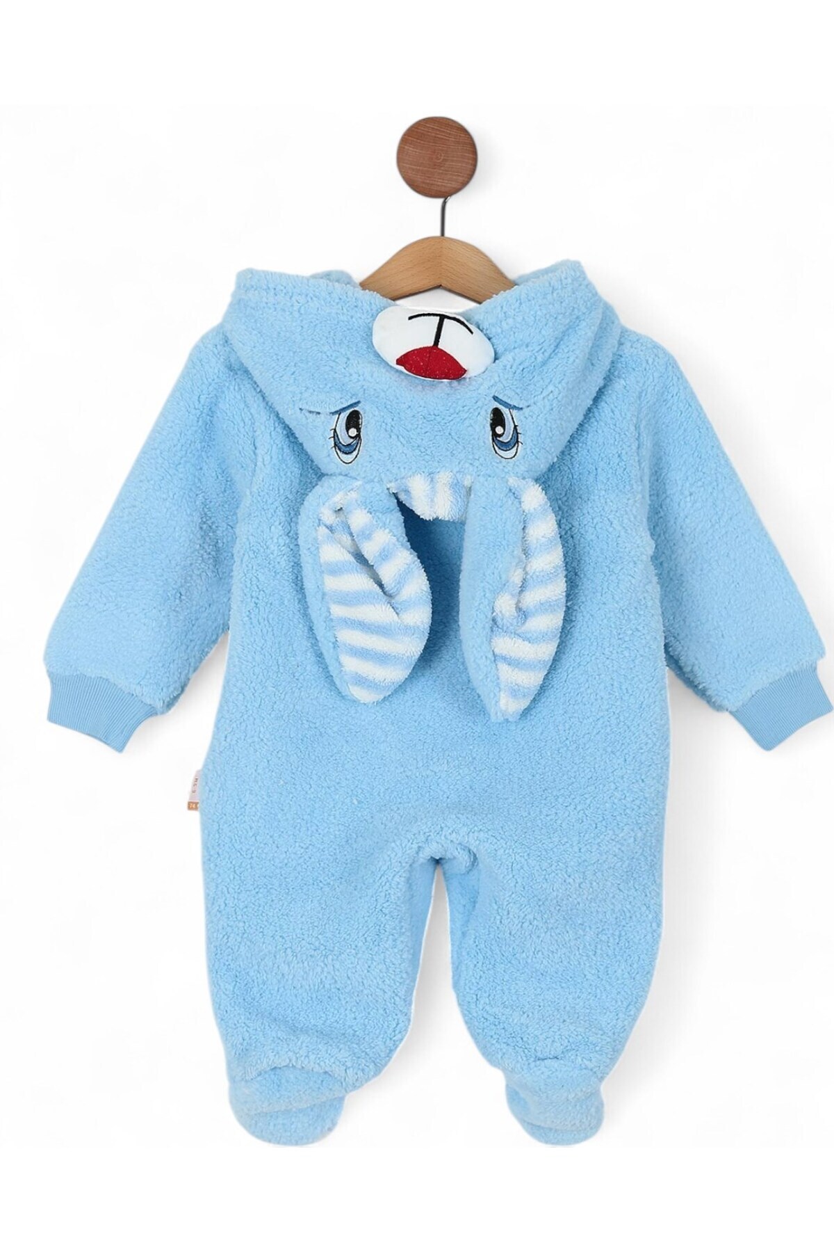 Ege Bebek 6-9 Ay Kapüşonlu Kulak Detaylı Tavşan Temalı Fermuarlı Welsoft Kışlık Kalın Tulum fotoğrafı 5 (önizleme)