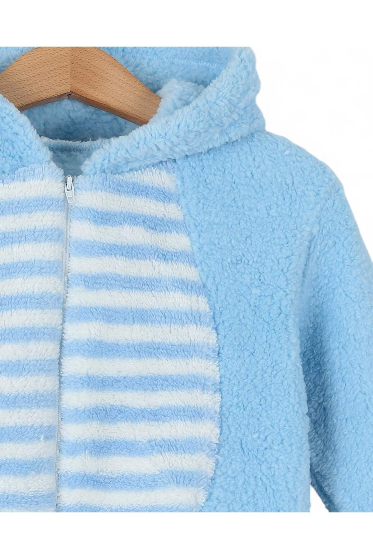 Ege Bebek 6-9 Ay Kapüşonlu Kulak Detaylı Tavşan Temalı Fermuarlı Welsoft Kışlık Kalın Tulum fotoğrafı 3 (önizleme)