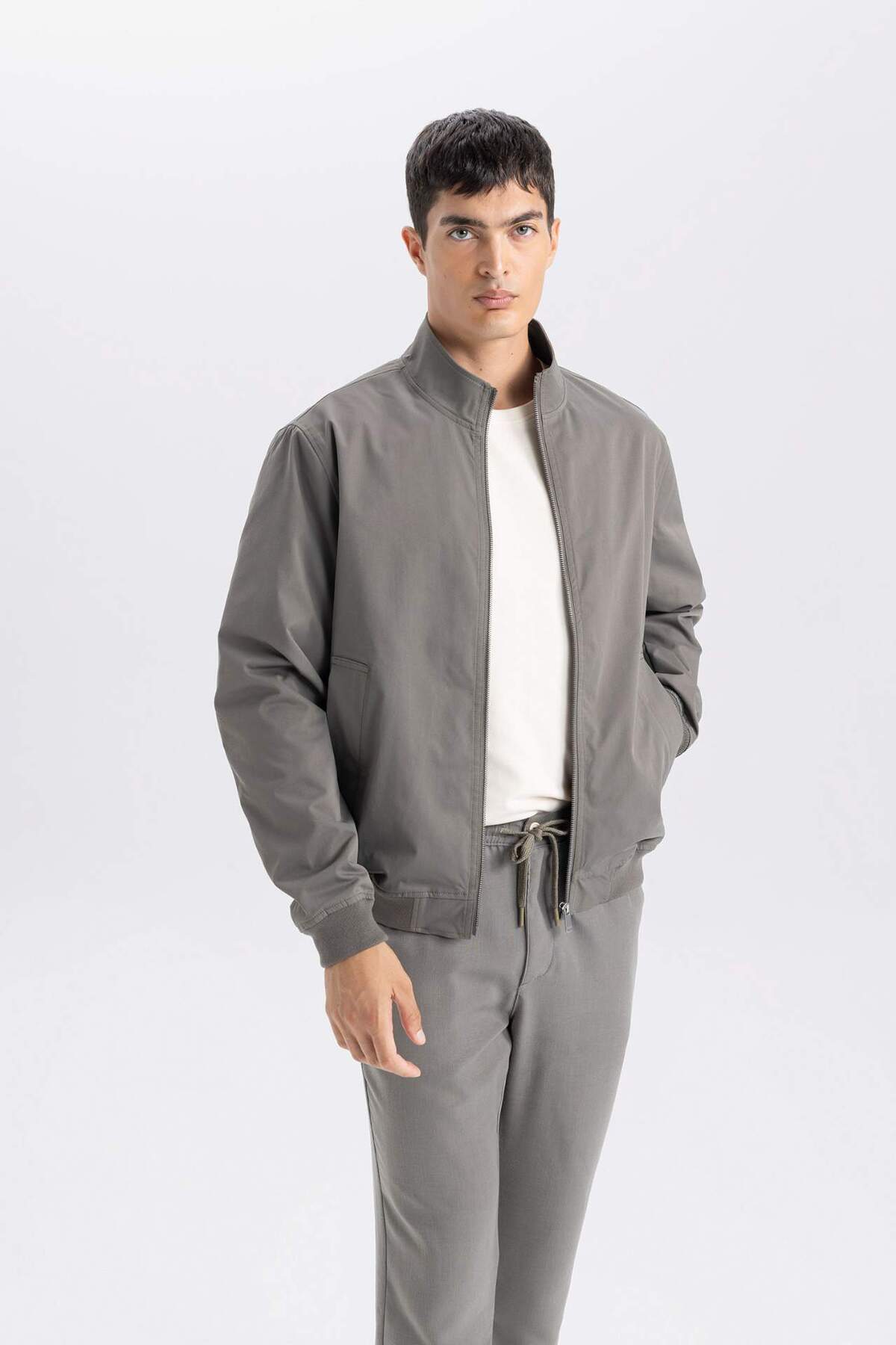 دفاکتو Slim Fit Slim Cut Stand یقه زیپ دار جیبی کاپشن فصلی بهار D7338AX25SP