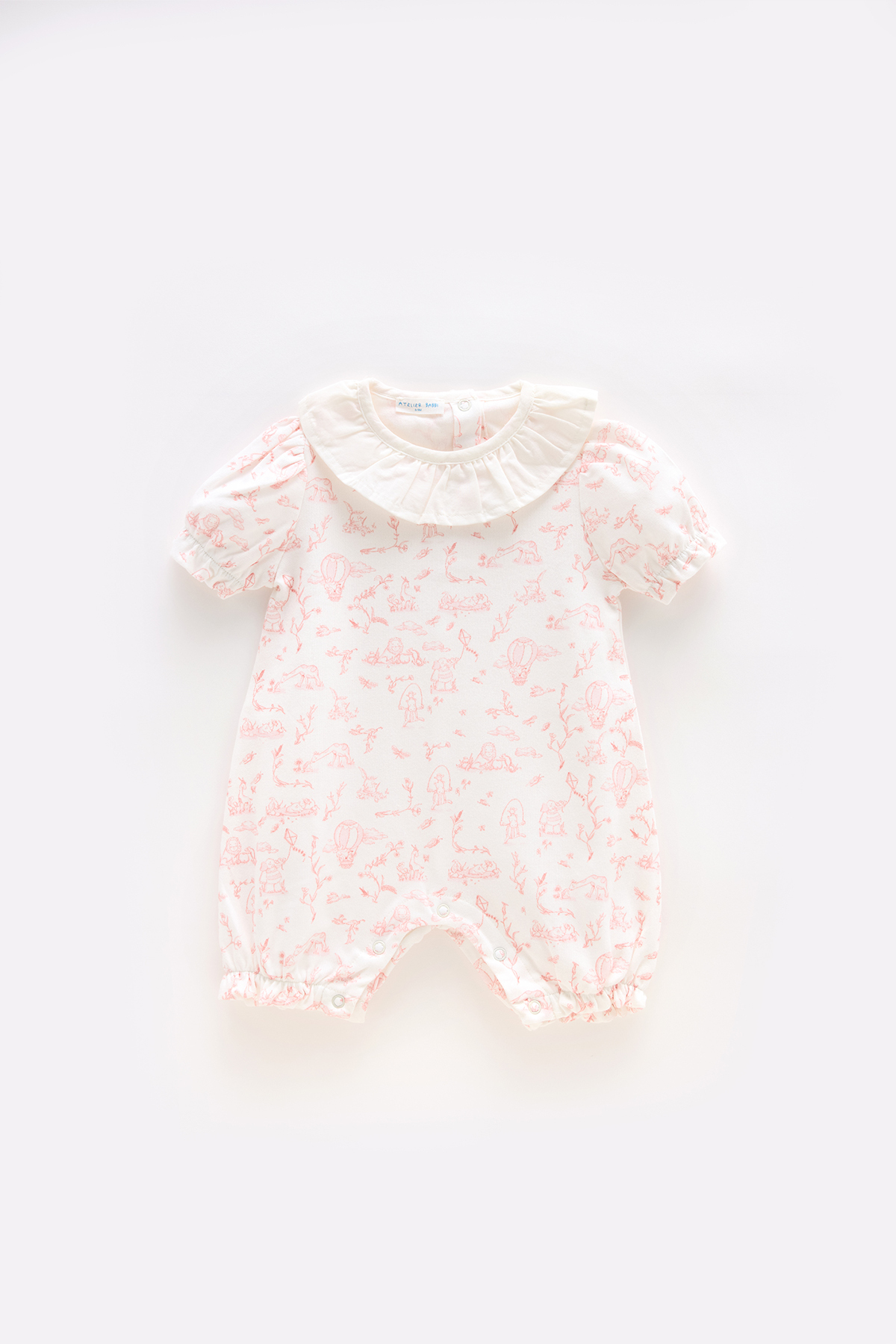 Atelier Babbi 100% Cotton Romper - Toile De Jouy / Pink