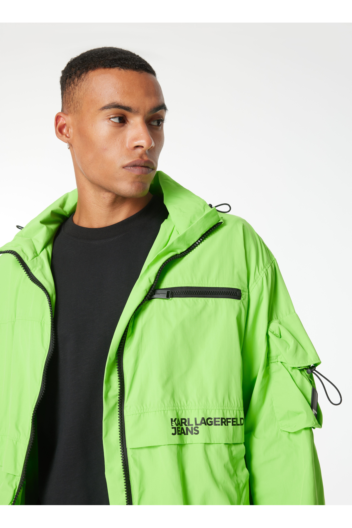 کارل لگرفیلد پالتو مردانه جین سبز ۲۴۱D۱۵۰۰_KLJ با جیب و زیپ