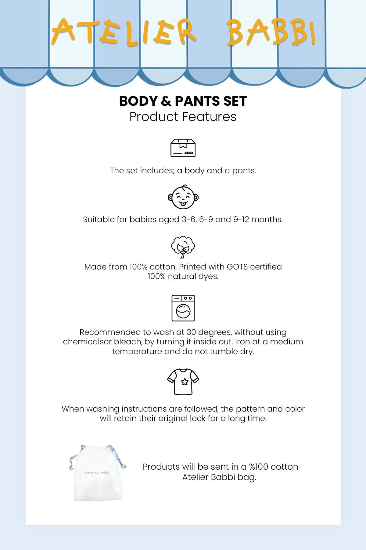 Atelier Babbi %100 Pamuk Body & Pantolon Seti - Kapadokya fotoğrafı 7 (önizleme)