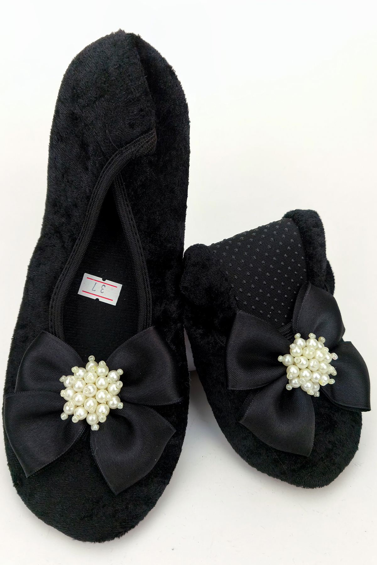 CEYDA SHOES Süslü Kadife Ev,hac, Umre Babeti, Hediye, Günlük Babet,tüylü Babet, Panduf, Patik, Gösteri Pisi Pisi görsel 5