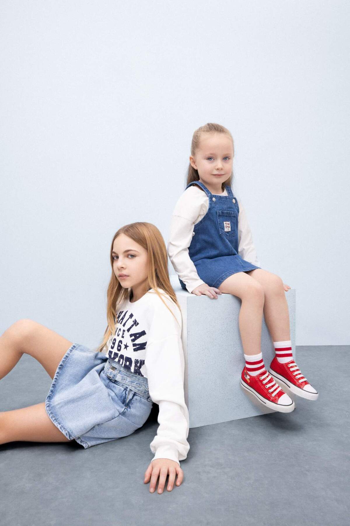 Defacto Kız Bebek Dokuma Etiketli Jean Salopet Tulum  D7877A525SP fotoğrafı 4 (önizleme)