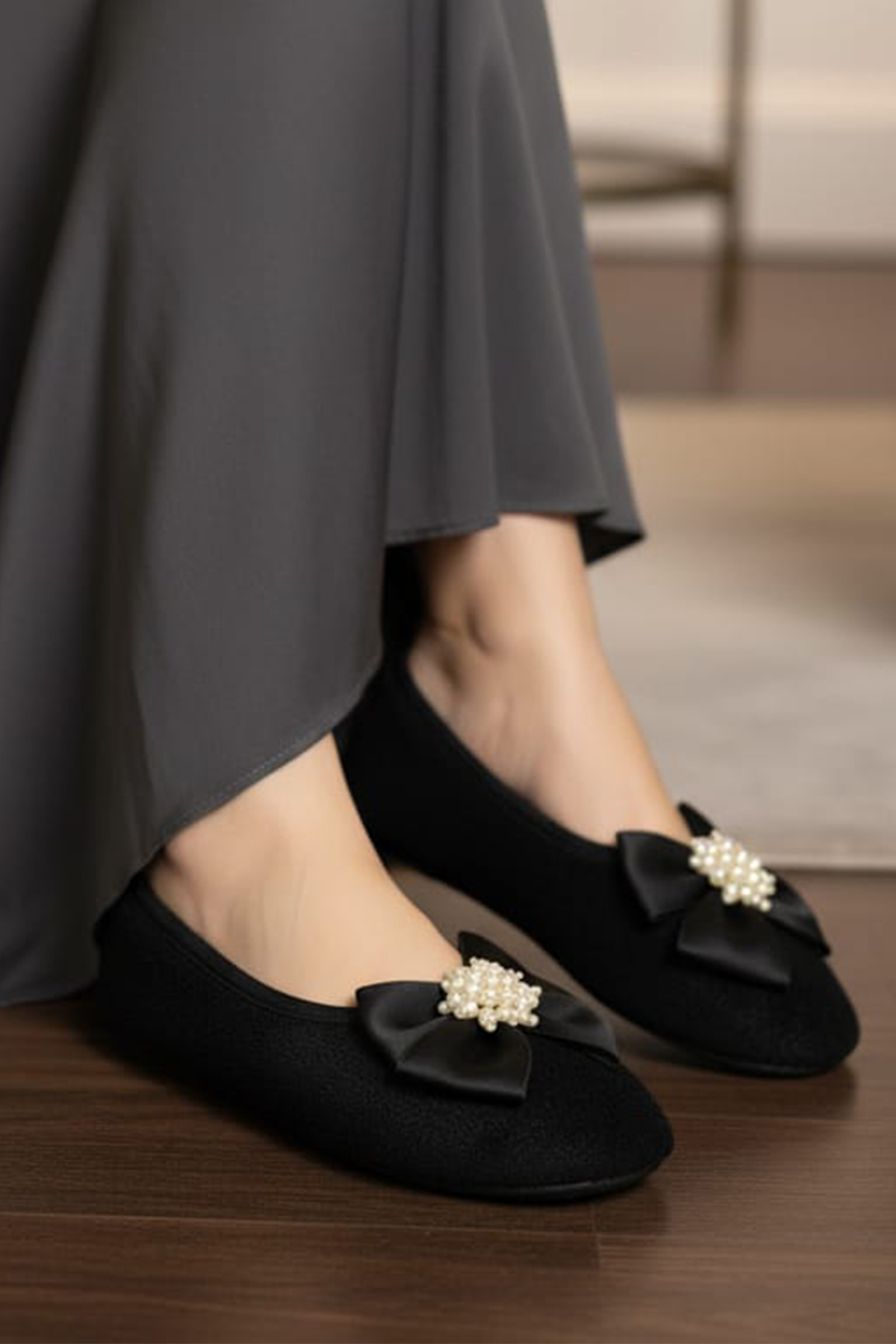 CEYDA SHOES Süslü Kadife Ev,hac, Umre Babeti, Hediye, Günlük Babet,tüylü Babet, Panduf, Patik, Gösteri Pisi Pisi görsel 2