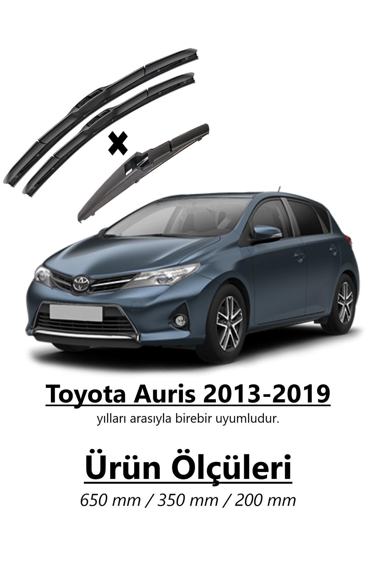 Inwells Toyota Auris 2013-2019 Hybrid Ön ve Arka Silecek Seti