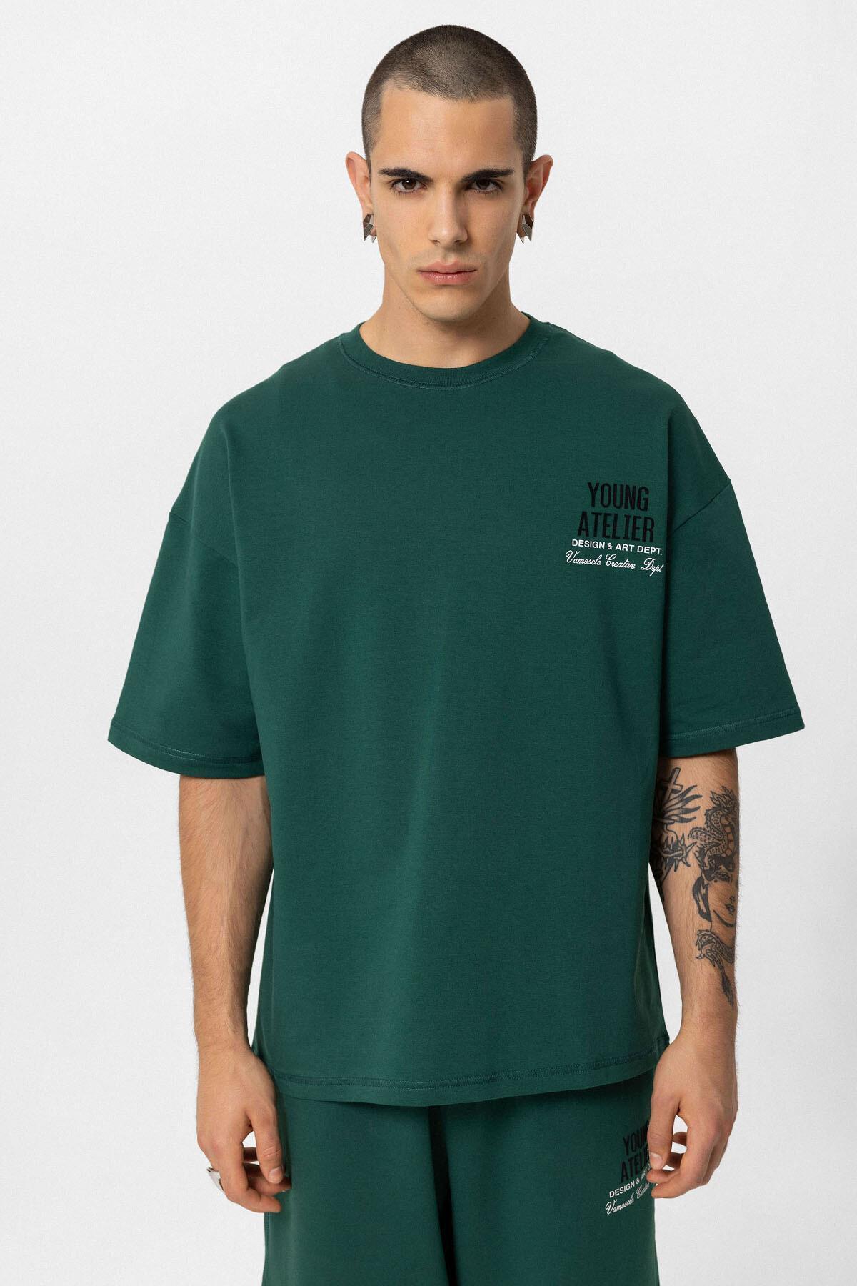 Young Atelıer Baskılı Oversize Eşofman Takım Nefti — سبز 40-603 — تصویر 4 از 8