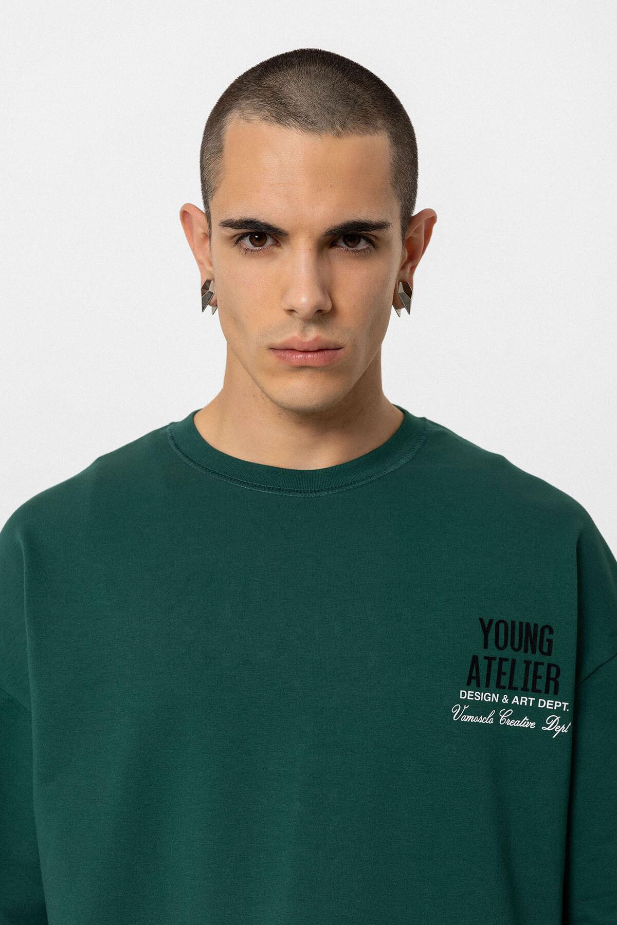 Young Atelıer Baskılı Oversize Eşofman Takım Nefti — سبز 40-603 — تصویر 5 از 8
