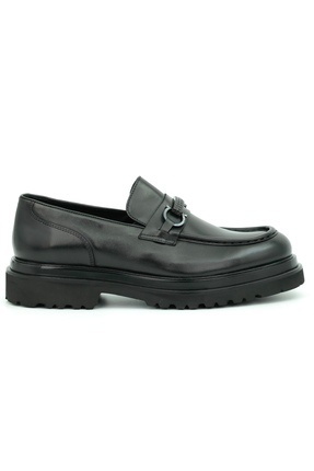 Tuna Hakiki Deri Kalın Tabanlı Loafer Siyah Erkek Ayakkabı - 3042