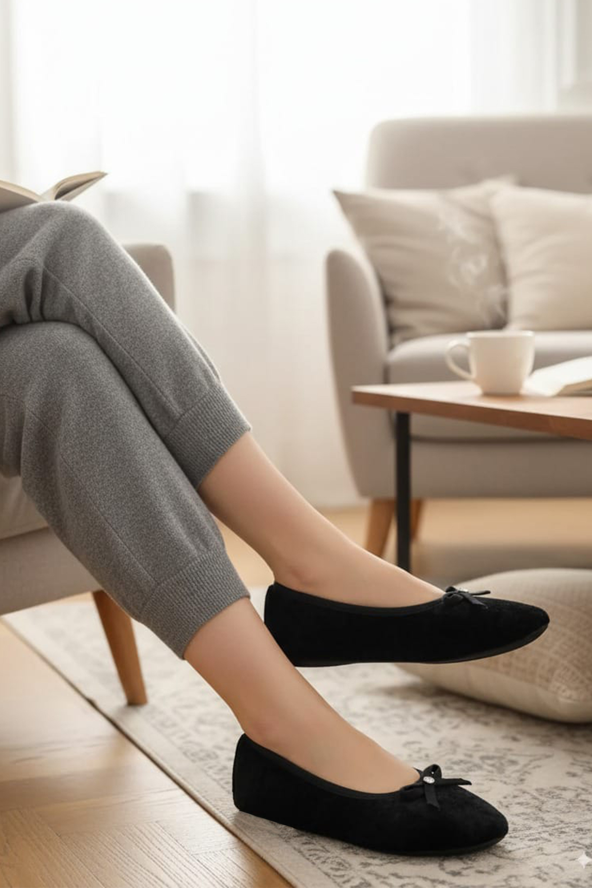 CEYDA SHOES Süslü Kadife Ev,hac, Umre Babeti, Hediye, Günlük Çeyiz,tüylü Babet, Panduf, Patik, Gösteri Pisi Pisi görsel 3
