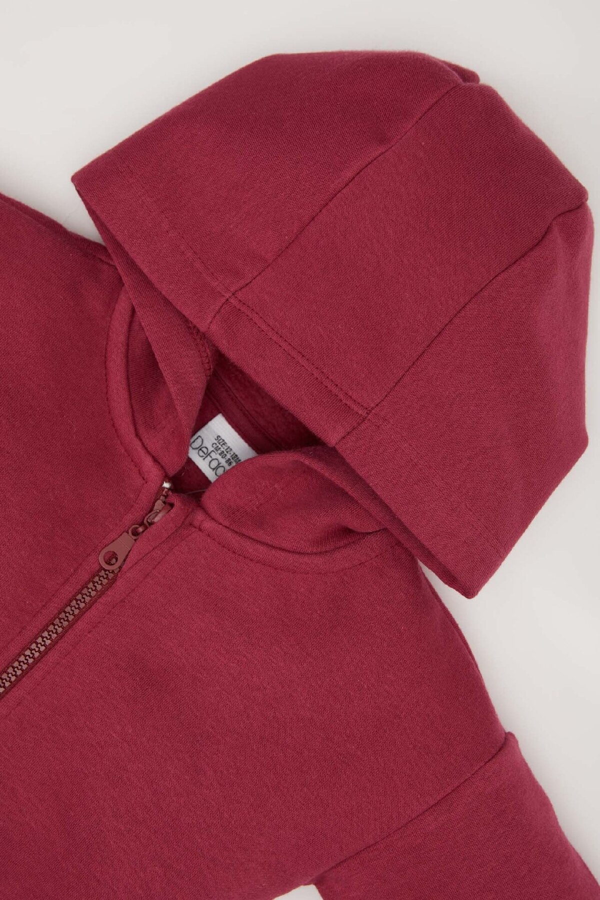 Defacto Kız Bebek Kapüşonlu Basic Düz İçi Yumuşak Tüylü Fermuarlı Sweatshirt D0750A524AU fotoğrafı 2 (önizleme)