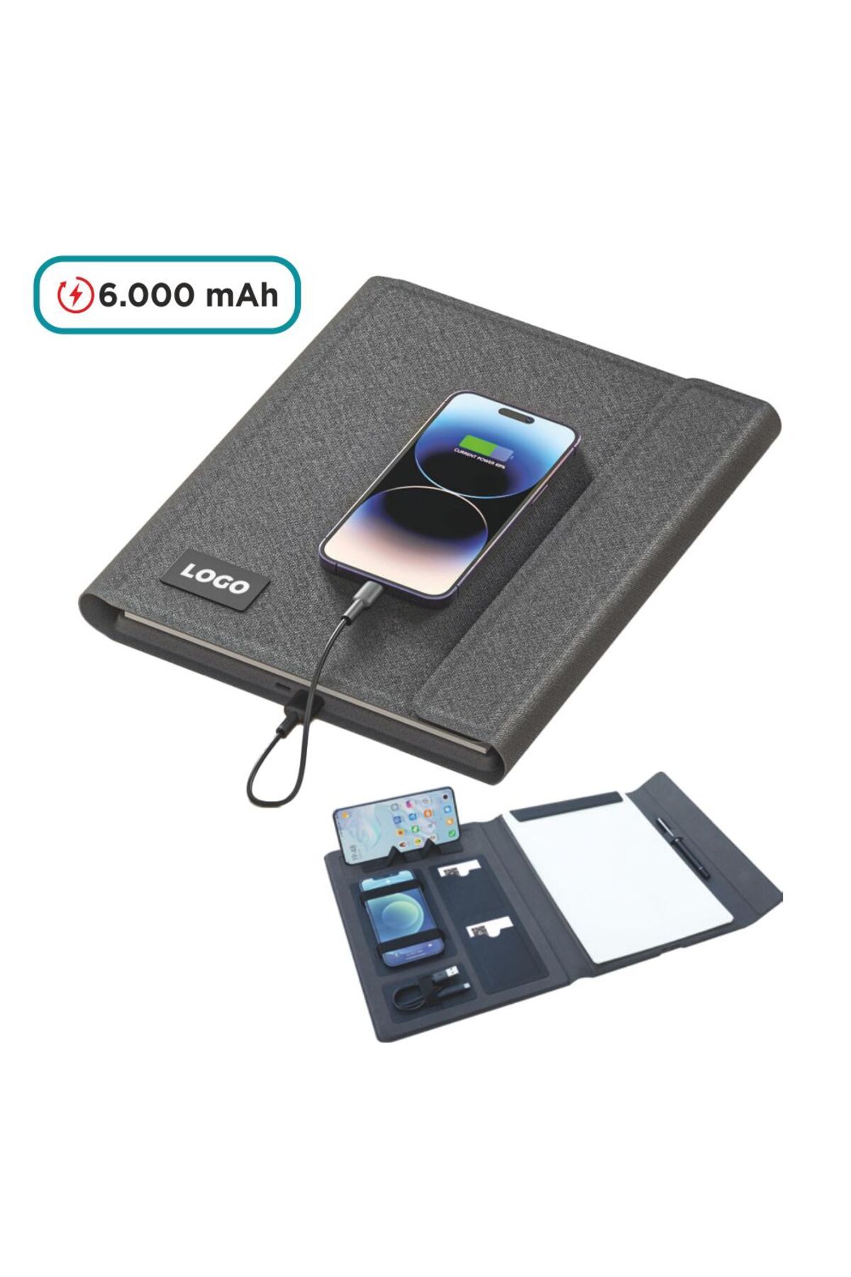 6000 mAh Powerbank - Telefon Cepli - Notluk - Kartvizitlik Defter