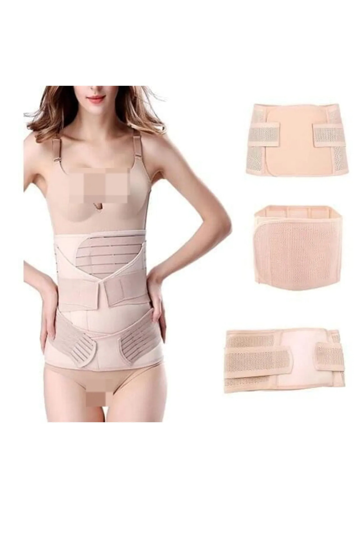 مشد الجسم بعد الولادة 3 في 1+شراب دانتيل شفاف