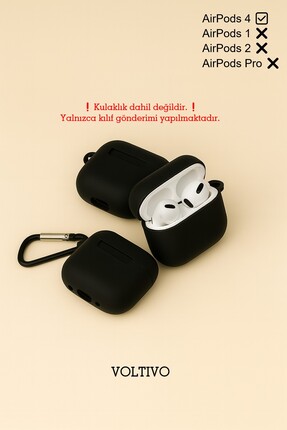 VOLTIVO Air Pods 4. Nesil Uyumlu Renkli Kir Tutmaz Silikon Kancalı Kılıf