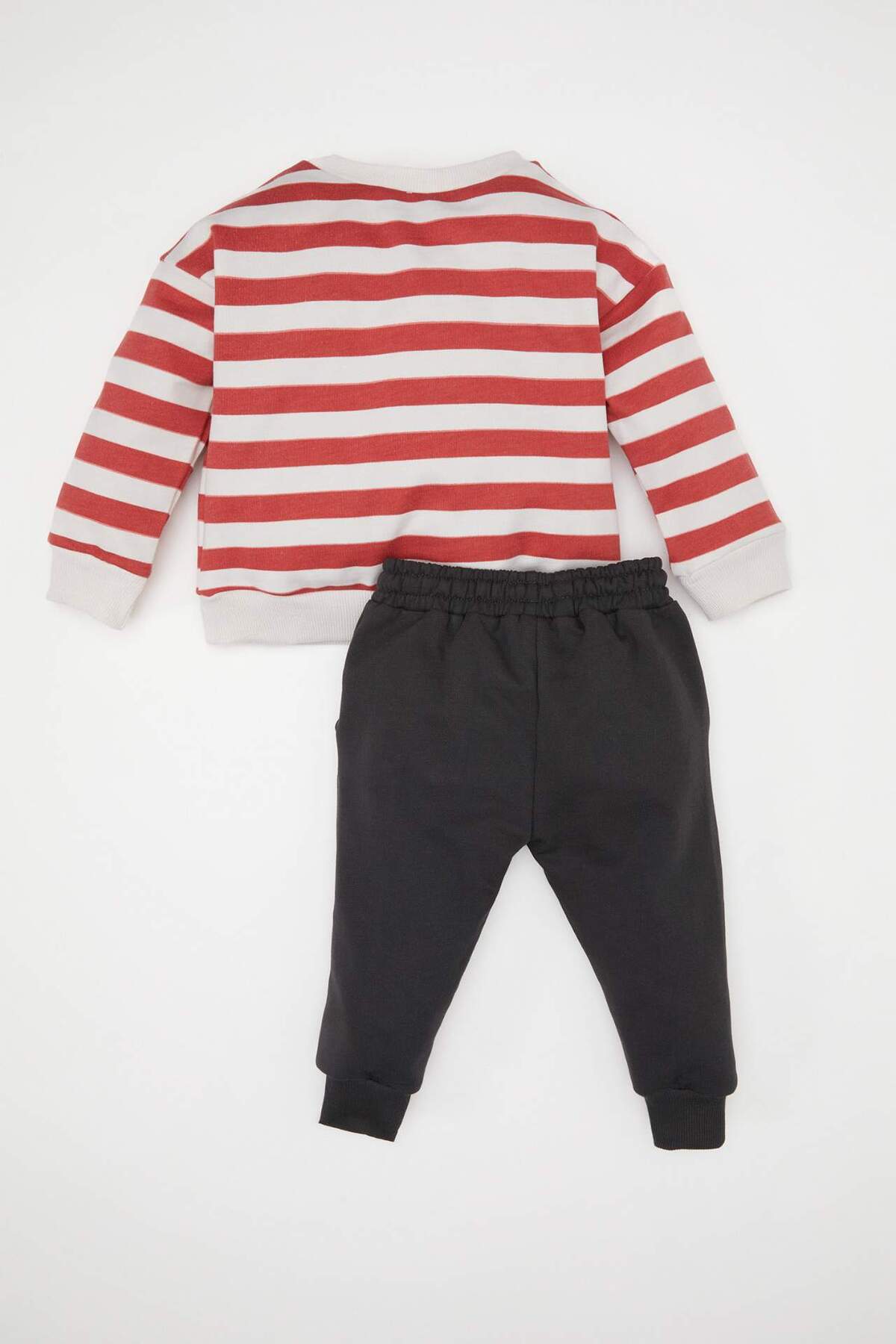 Defacto Erkek Bebek 2li Takım Bisiklet Yaka Çizgili Dinozor Baskılı Sweatshirt Beli Lastikli Eşofman Altı D4 fotoğrafı 4 (önizleme)
